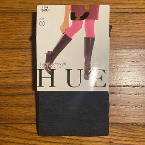 Hue Graphite Heather Control Top Tights Sz 3 NEW